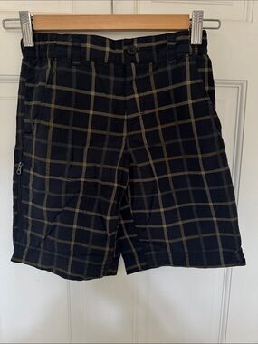 Columbia Black Plaid Cargo Shorts with Tan Grid